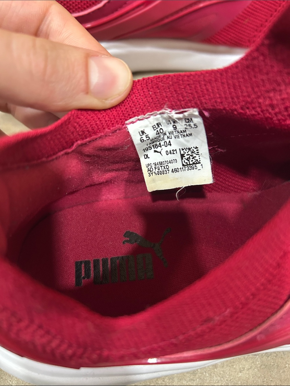 Puma 0421 Red Athletic Women’s Sneakers Size 9 with White Sole - Picture 6 of 6